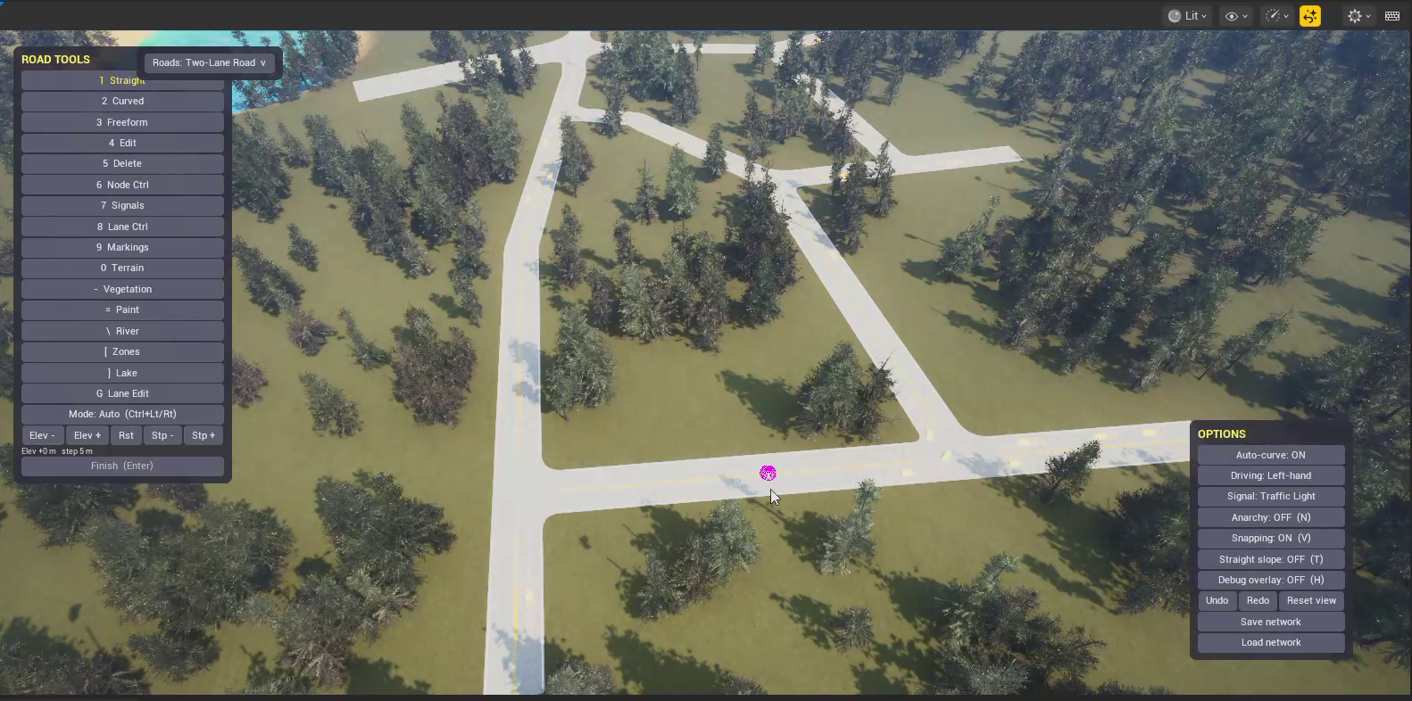 Placing a road in the editor